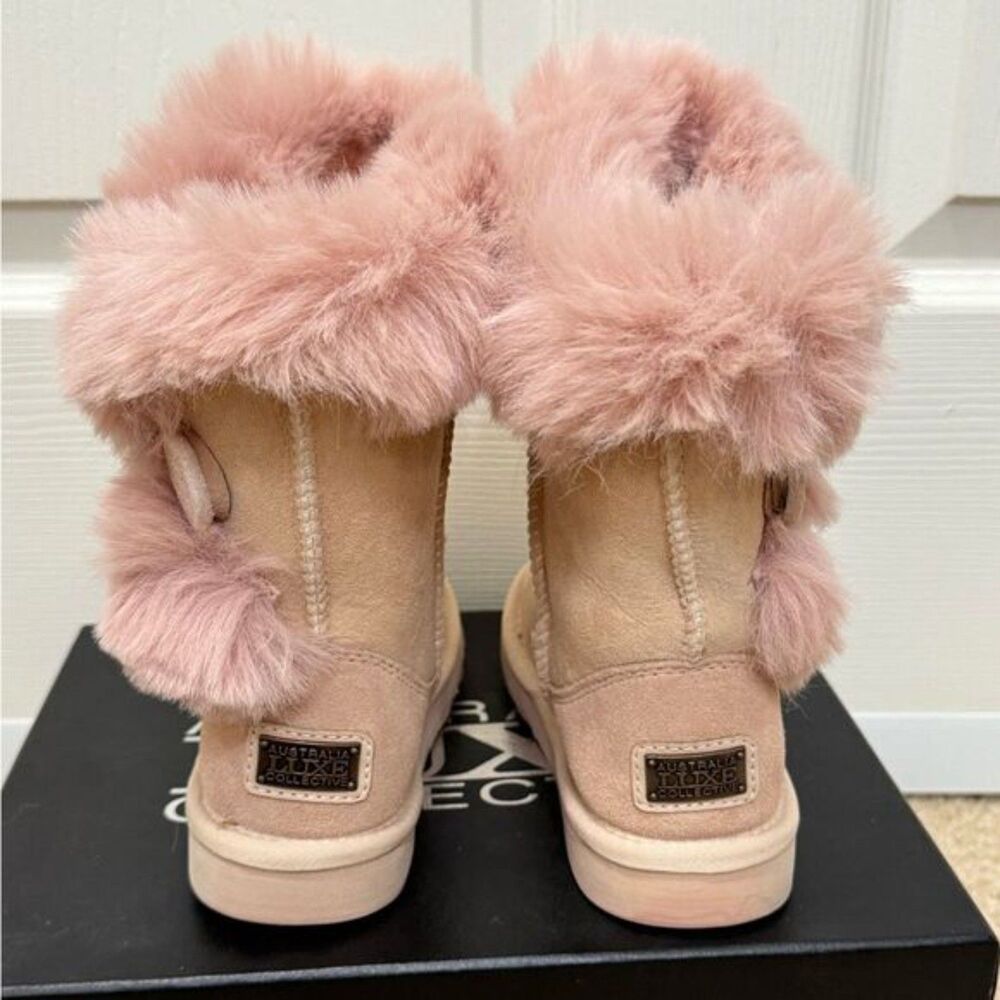 NWB Australia Luxe Collective Nordic Kids Sheepskin Baby Pink Girl’s Boots Sz 12 - Picture 5 of 14